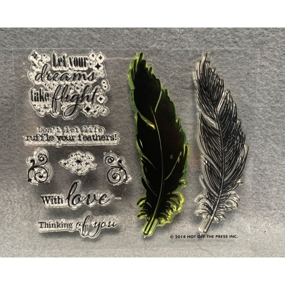 Hot Off The Press Feathers & Sentiments Clear Stamps Crafts Scrapbooking Card Ma